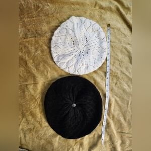 Black and White Knit Berets